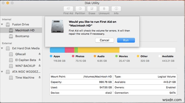MacBook の「ディスク ユーティリティはこのディスクを修復できません」というエラー (解決済み)