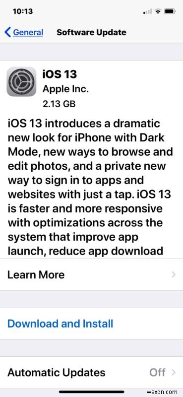 iPhone に iOS 13 をダウンロードしてインストールする方法