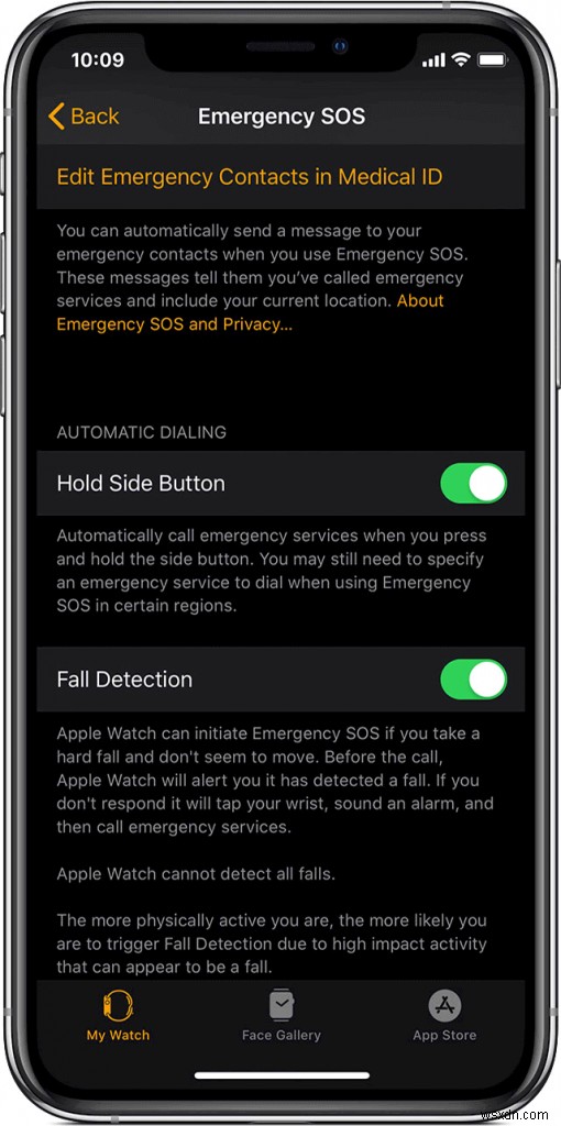 Apple Watch SOS で落下検出を有効にする方法