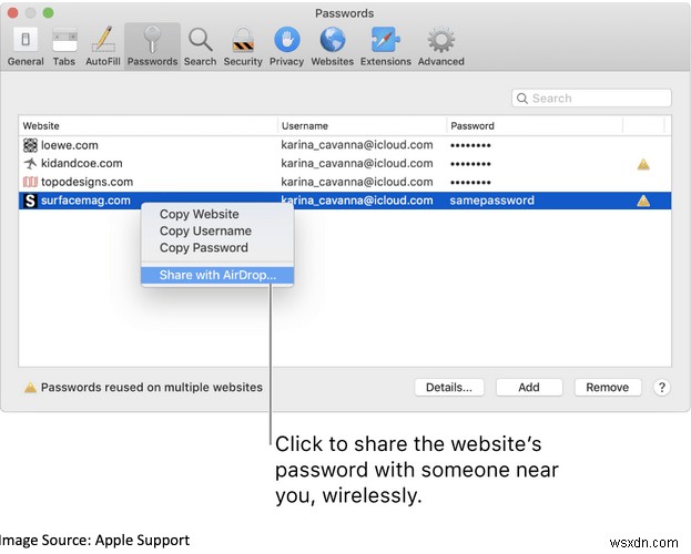iPhone、iPad、Mac で AirDrop を使用してパスワードを共有する方法