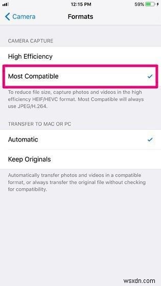 iOS 11 で高効率画像フォーマットを無効にする方法