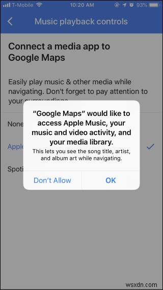 Google マップのアプリ内ミュージック コントロールの使用方法と管理方法