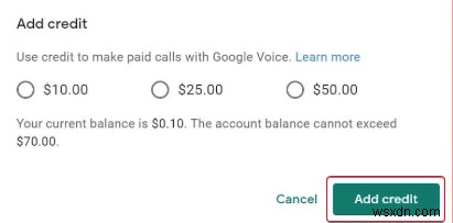 Google Voice アカウントにクレジットを追加する方法