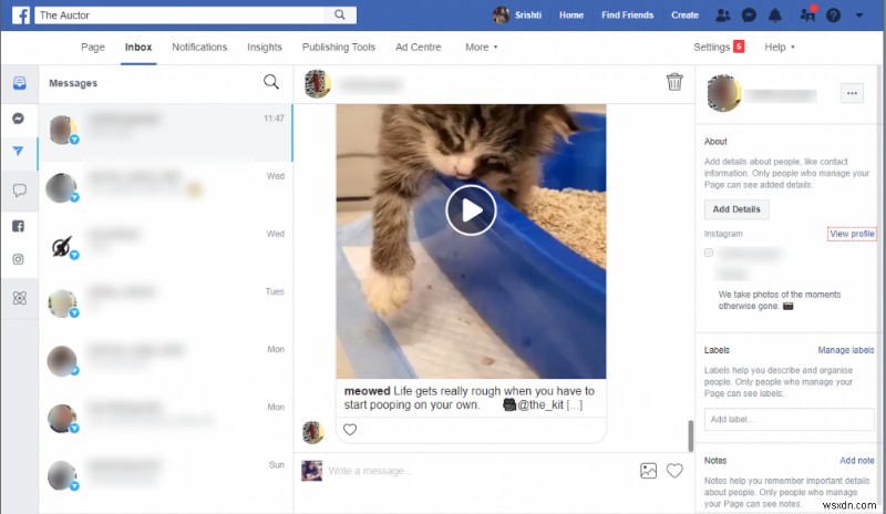 Facebook で Instagram Direct を取得するには?