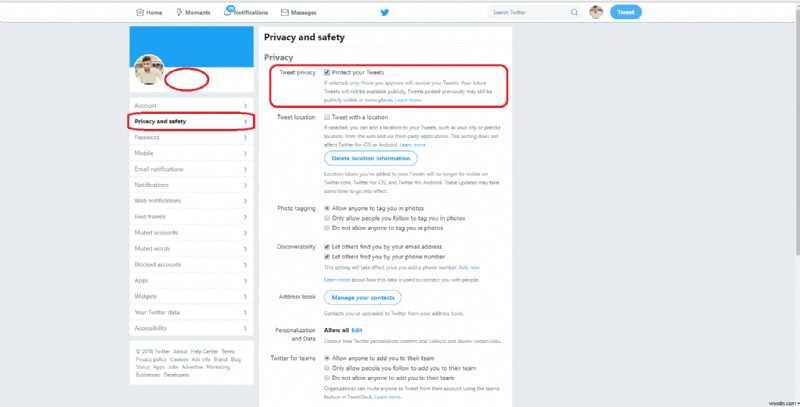 安全を確保するための Twitter のヒント