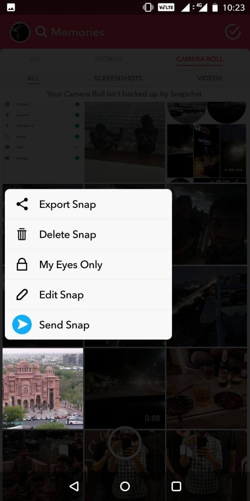 カメラ ロールから Snapchat に写真をアップロードする方法