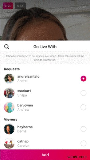 Instagram でライブ ストリーム リクエストを送受信する方法