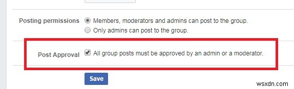 Facebook グループ投稿の承認リクエストを設定する