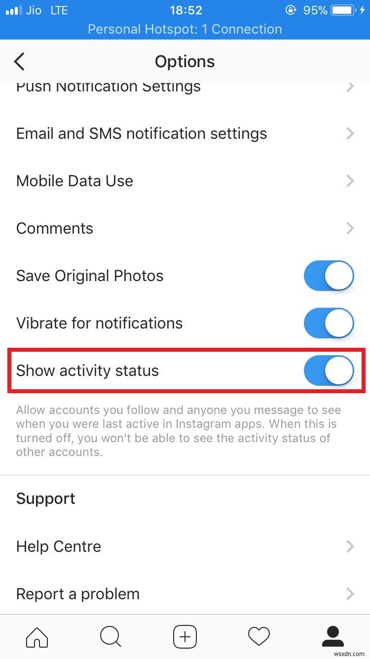 Instagram でアクティビティ ステータスを非表示にする方法