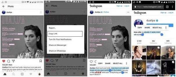 他人のプロフィールから Instagram のキャプション、略歴、コメントをコピーする