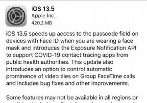 Apple、iOS 13.5をリリース – マスク着用でもFace IDが使える新機能のすべて