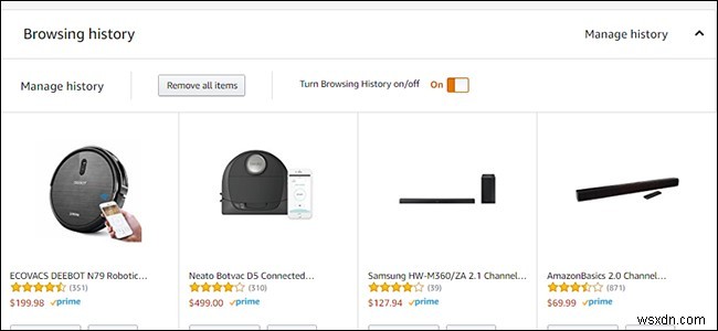 Amazon 閲覧履歴からアイテムを削除する方法