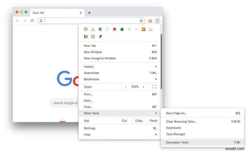 Mac 上の Chrome、Safari、Firefox で要素を検査する方法