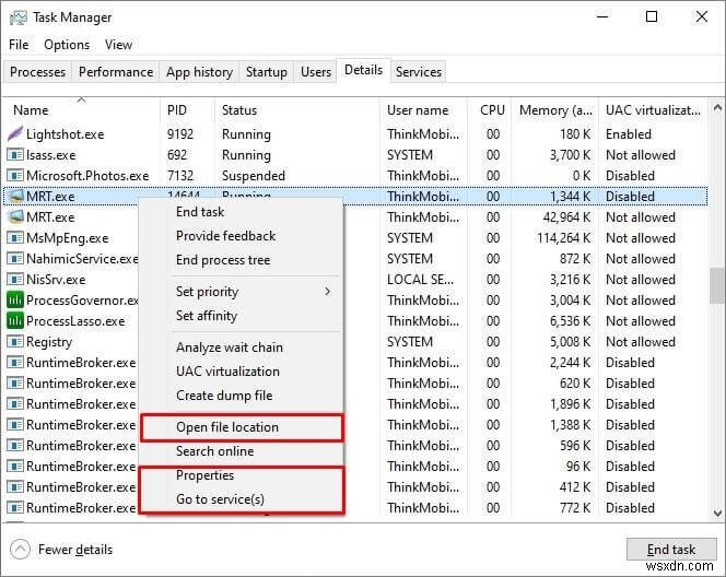 MRT.exe による CPU と RAM の高使用率を修正する方法