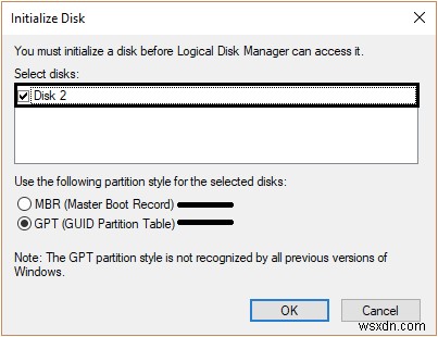 Windows 10 での「Disk Unknown Not Initialized」の問題を解決する 3 つの解決策