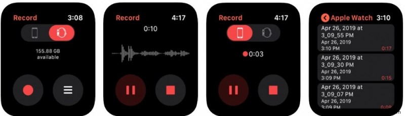 Apple Watch ボイス レコーダー アプリはメモを即座に削除します