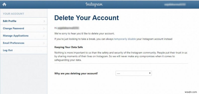 Instagram アカウントを削除する方法