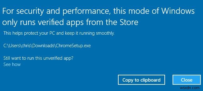 S モードの Windows 10 について詳しく知る