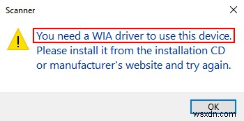 「このデバイスを使用するには WIA ドライバが必要です」という Windows 10 エラーの修正方法