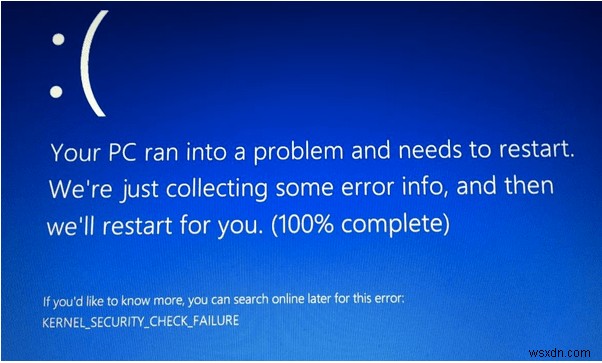 Windows 10 での BSOD カーネル セキュリティ チェックの失敗