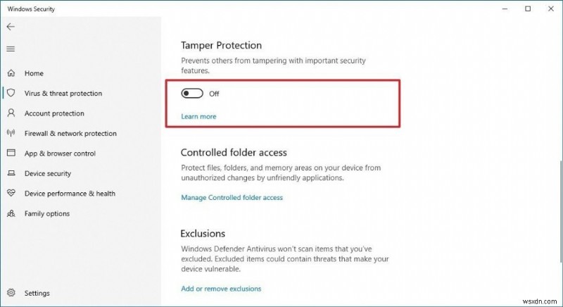 Windows 10 のセキュリティ タンパー プロテクション機能とは?