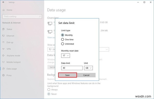 Windows 10 でデータ使用量を設定および削減する方法