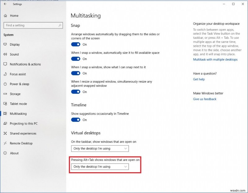 Windows 10 でタスク ビュー機能を使用する方法