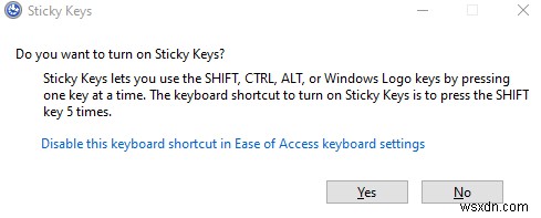 Windows 10 でスティッキー キーを無効にする方法