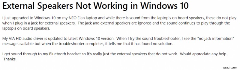[解決しよう] Windows 10 PC およびラップトップで外部スピーカーが動作しない