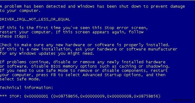 Windows 10 で driver_irql_not_less_or_equal エラーを修正する方法