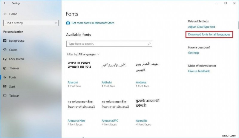 新しい Windows 10 フォント設定の使用方法