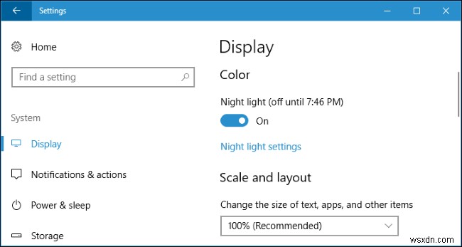 Windows 10 の常夜灯で目を休める