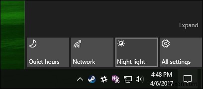 Windows 10 の常夜灯で目を休める