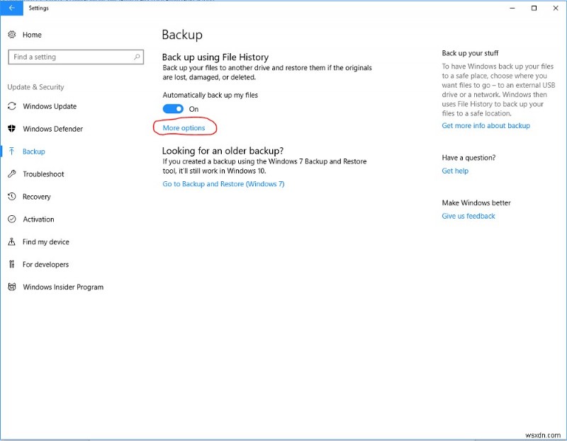 Windows 10 でファイル履歴を使用してデータを保存および復元する方法