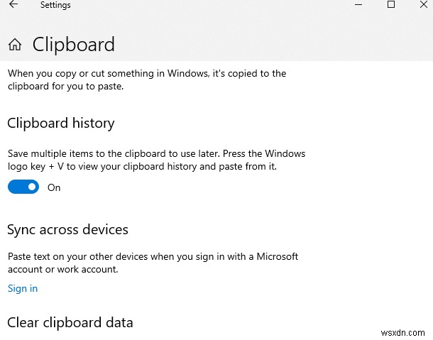 Windows 10 デバイス間でクリップボードを使用してコピー アンド ペーストする方法