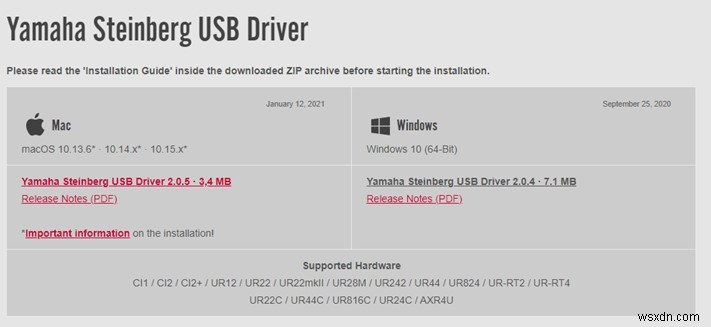 Windows 10 で Yamaha Steinberg USB ドライバを更新する方法