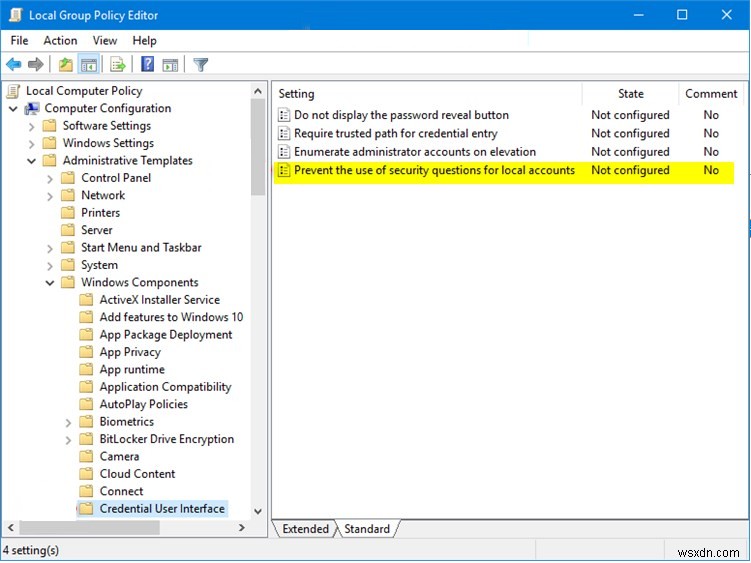 Windows 10 でパスワード回復の質問を無効にする方法