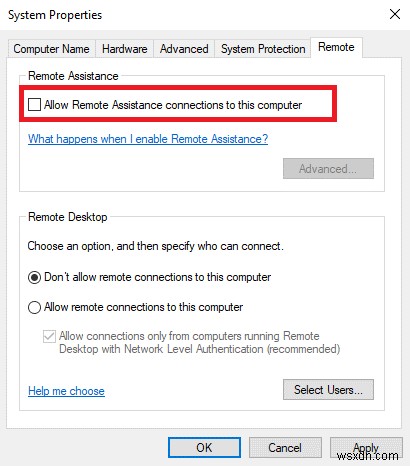 Windows 10 でリモート アシスタンスを有効または無効にする手順
