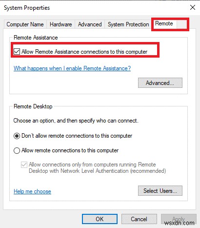 Windows 10 でリモート アシスタンスを有効または無効にする手順