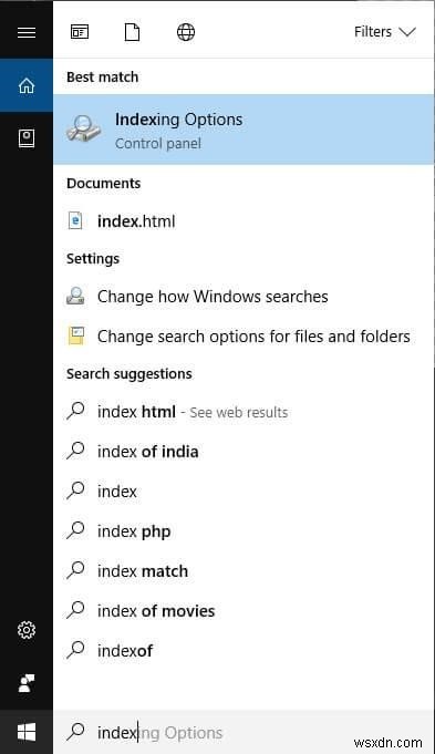 Windows 10 での Windows 検索の整理