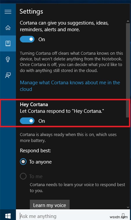 Windows 10 で「ヘイ、コルタナ」を有効にする方法