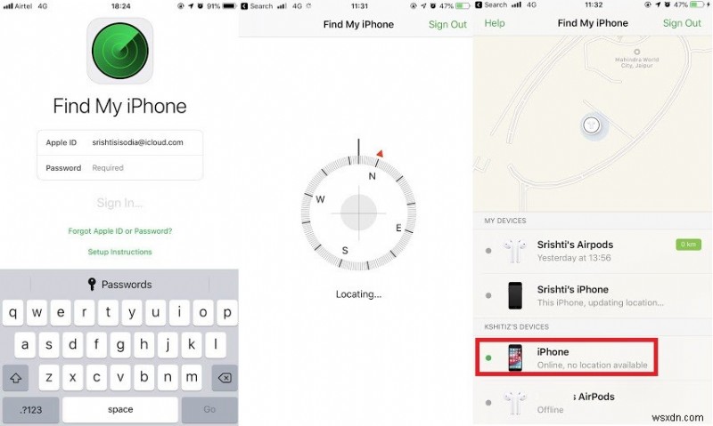 「iPhone を探す」機能でファミリー共有を使用する手順