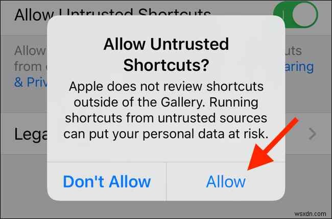 iOS で信頼できないショートカットを許可する方法