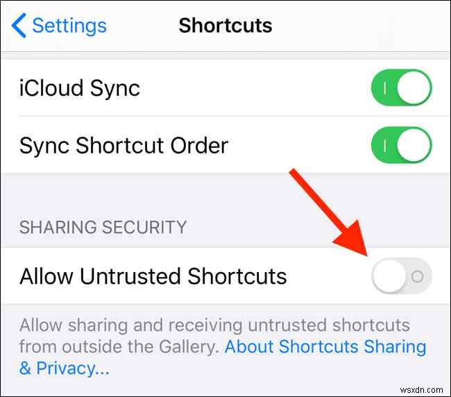 iOS で信頼できないショートカットを許可する方法