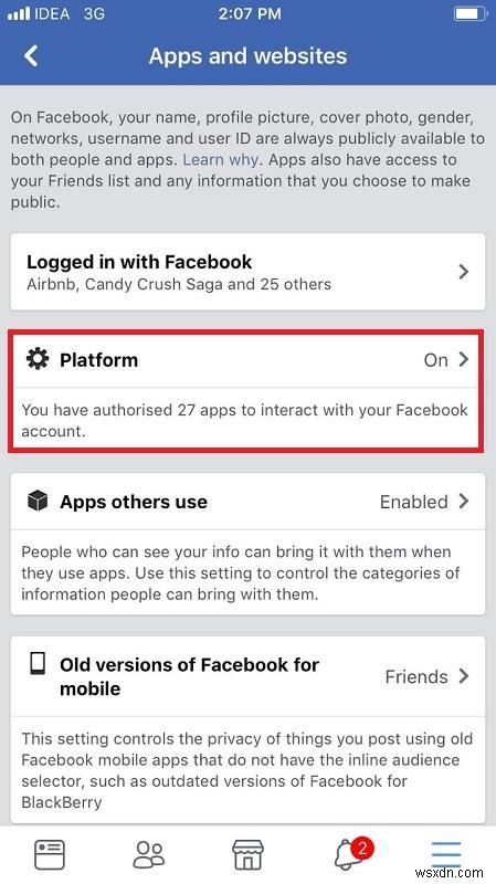 サードパーティのアプリが iPhone で Facebook データを使用するのを阻止する