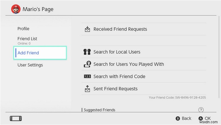 Nintendo Switch で友達を追加する方法
