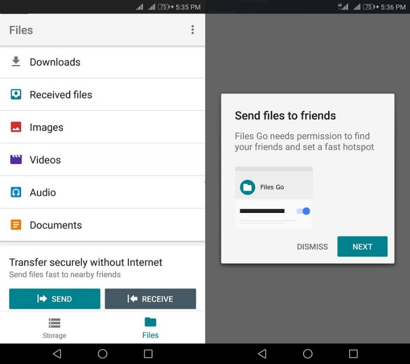 Files Go:AirDrop に対する Android の回答