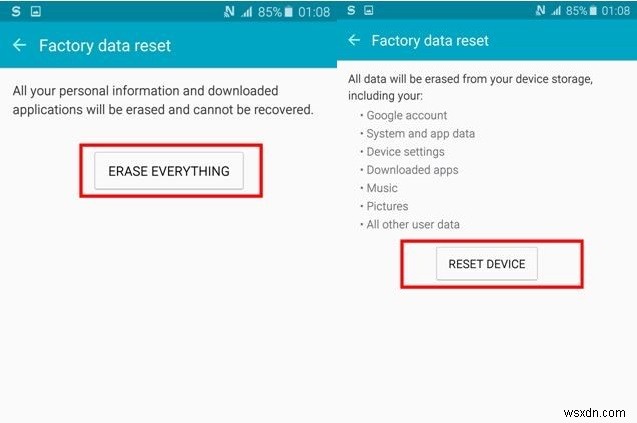 Android スマートフォンを出荷時設定にリセットする方法