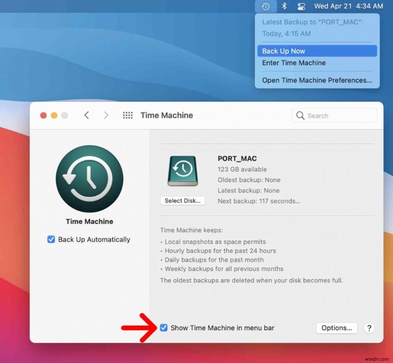 Time Machine で Mac をバックアップする方法