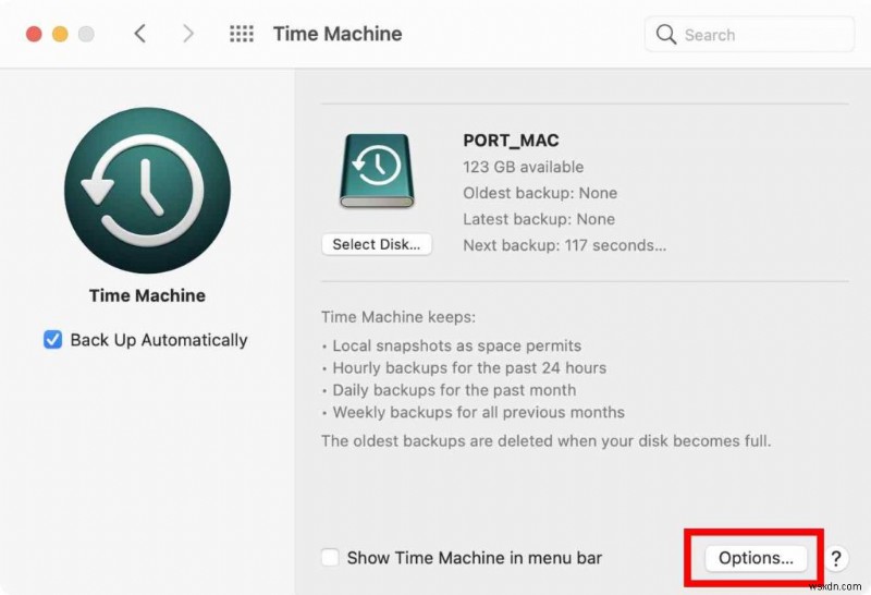 Time Machine で Mac をバックアップする方法